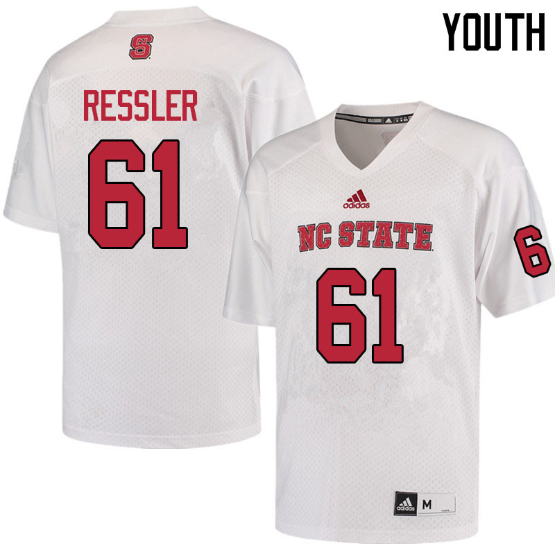 Youth #61 Bo Ressler NC State Wolfpack College Football Jerseys Sale-White - Click Image to Close